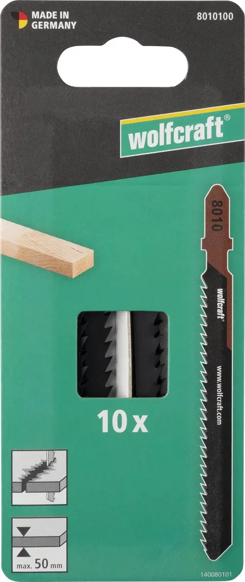 Wolfcraft Decoupeerzaagbladen 10 Stuks HCS 8010100 - 50mm T-Schacht