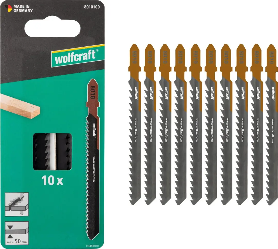 Wolfcraft Decoupeerzaagbladen 10 Stuks HCS 8010100 - 50mm T-Schacht