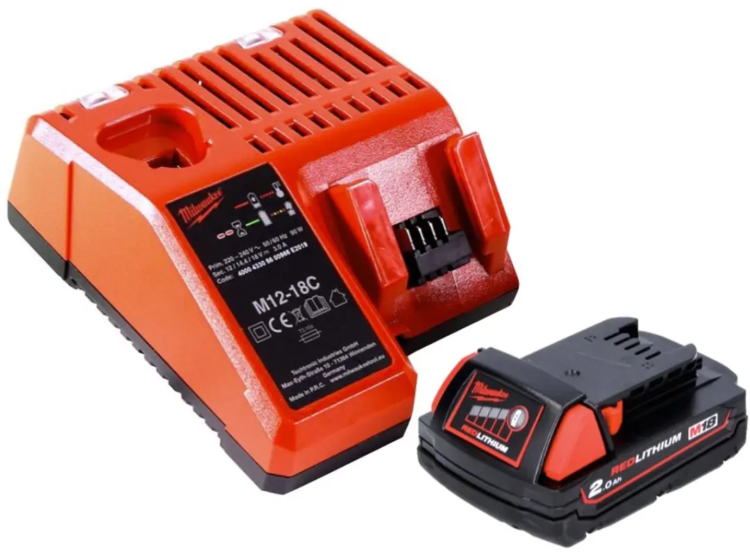 Milwaukee M18 B2 Accu-starterset 2,0Ah - 18V - met M12-18C Oplader