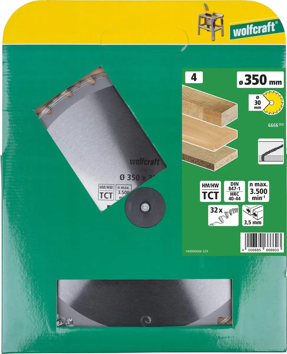 Wolfcraft Zaagtafel Cirkelzaagblad 350mm 32 Tanden - 6666000