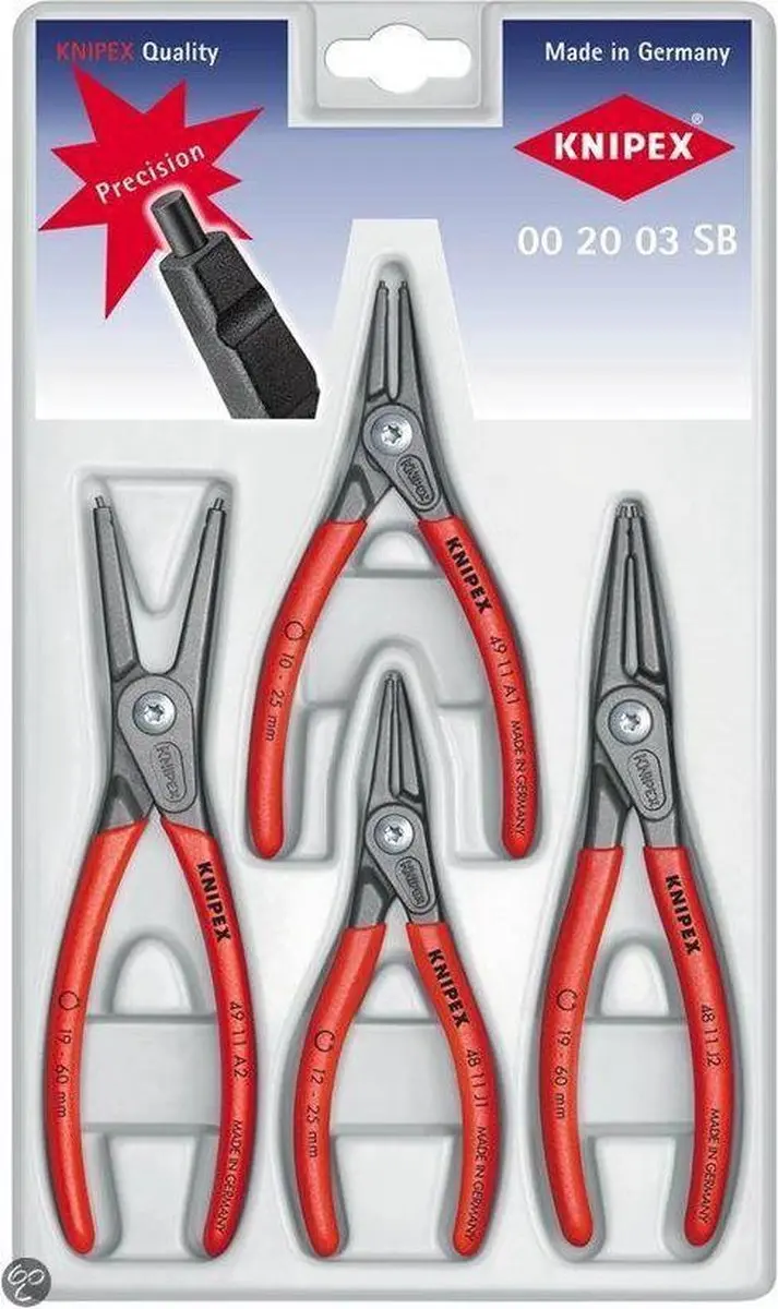 Knipex Borgveertangenset 00 20 03 Sb - Zilver/Rood