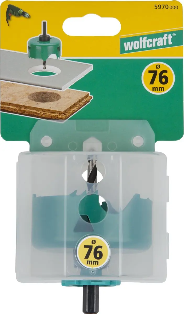 Wolfcraft Carbonstalen Gatenzaag Ø76mm - Gipsplaten/OSB/Hout