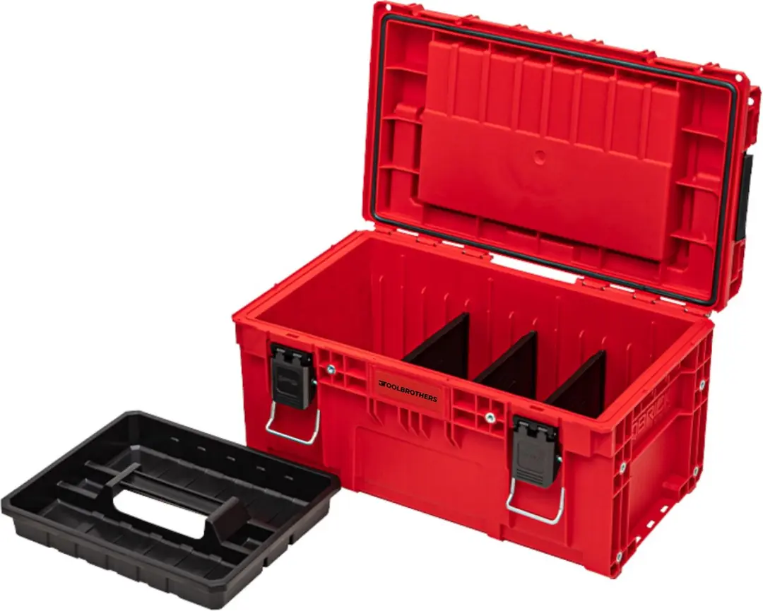 Toolbrothers RHINO XL Gereedschapskoffer ULTRA Handling+ - L 26l IP66 - Rood/Transparant/Zwart