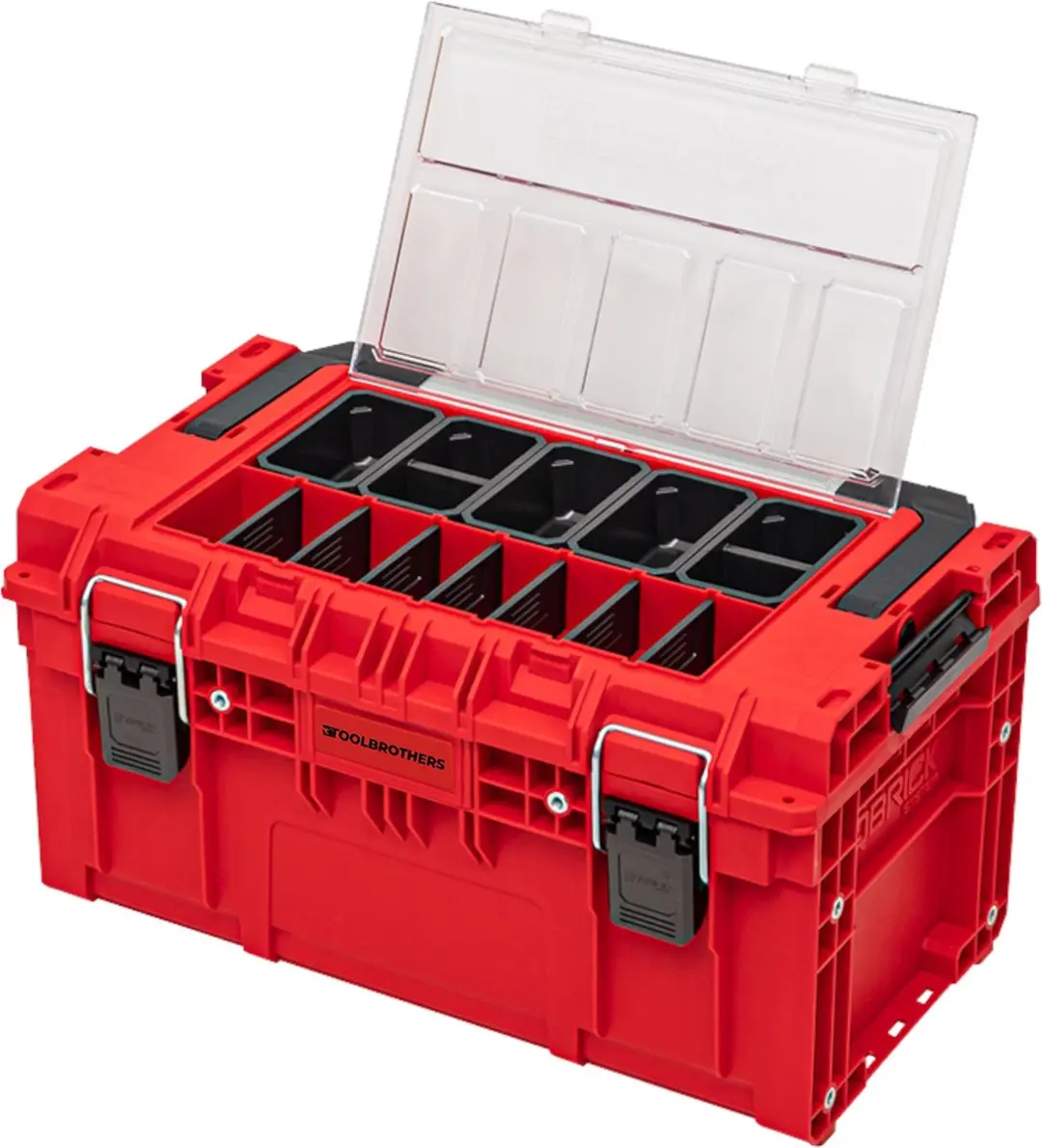 Toolbrothers RHINO XL Gereedschapskoffer ULTRA Handling+ - L 26l IP66 - Rood/Transparant/Zwart