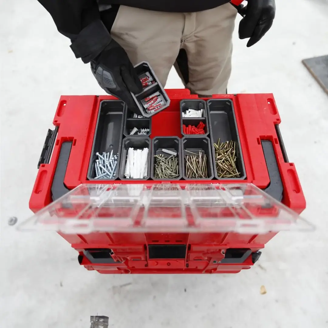 Toolbrothers RHINO XL Gereedschapskoffer ULTRA Handling+ - L 26l IP66 - Rood/Transparant/Zwart