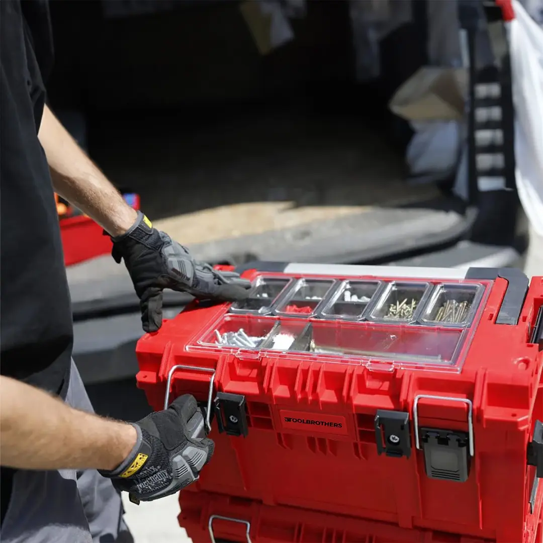 Toolbrothers RHINO XL Gereedschapskoffer ULTRA Handling+ - L 26l IP66 - Rood/Transparant/Zwart - afbeelding 6 van 6