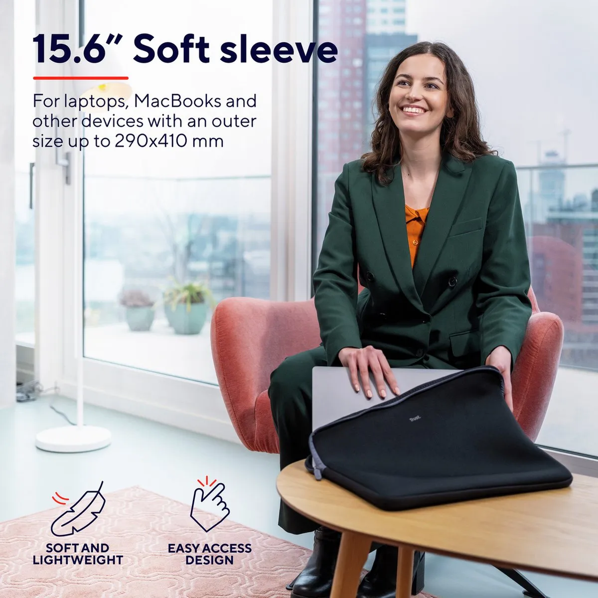 Trust Primo Soft Sleeve 15,6 inch - Laptophouder - 21248 - Zwart