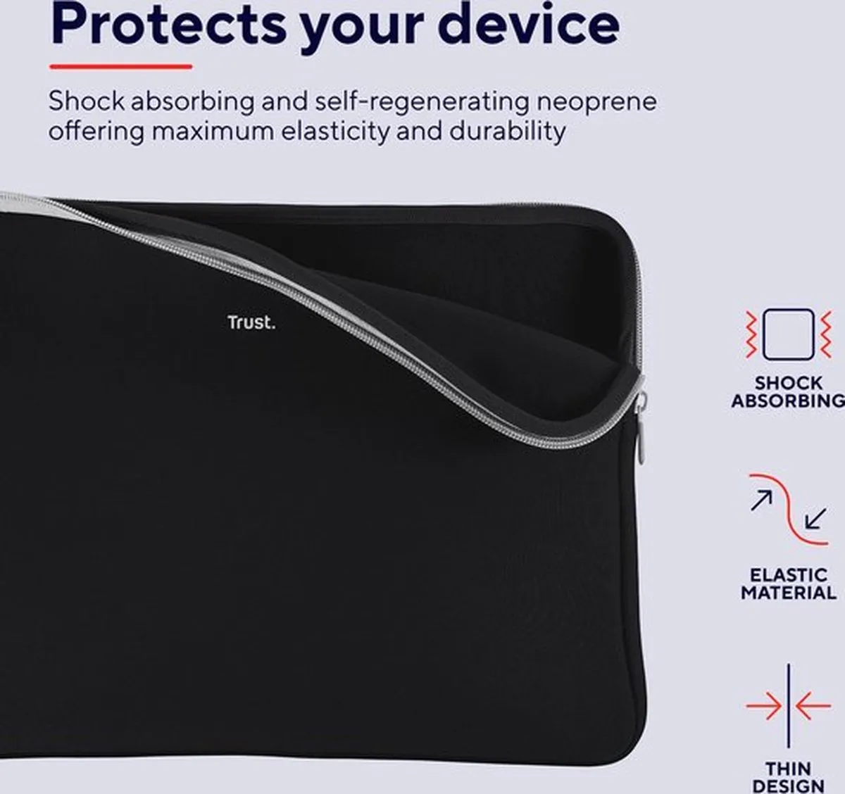 Trust Primo Soft Sleeve 15,6 inch - Laptophouder - 21248 - Zwart - afbeelding 6 van 6