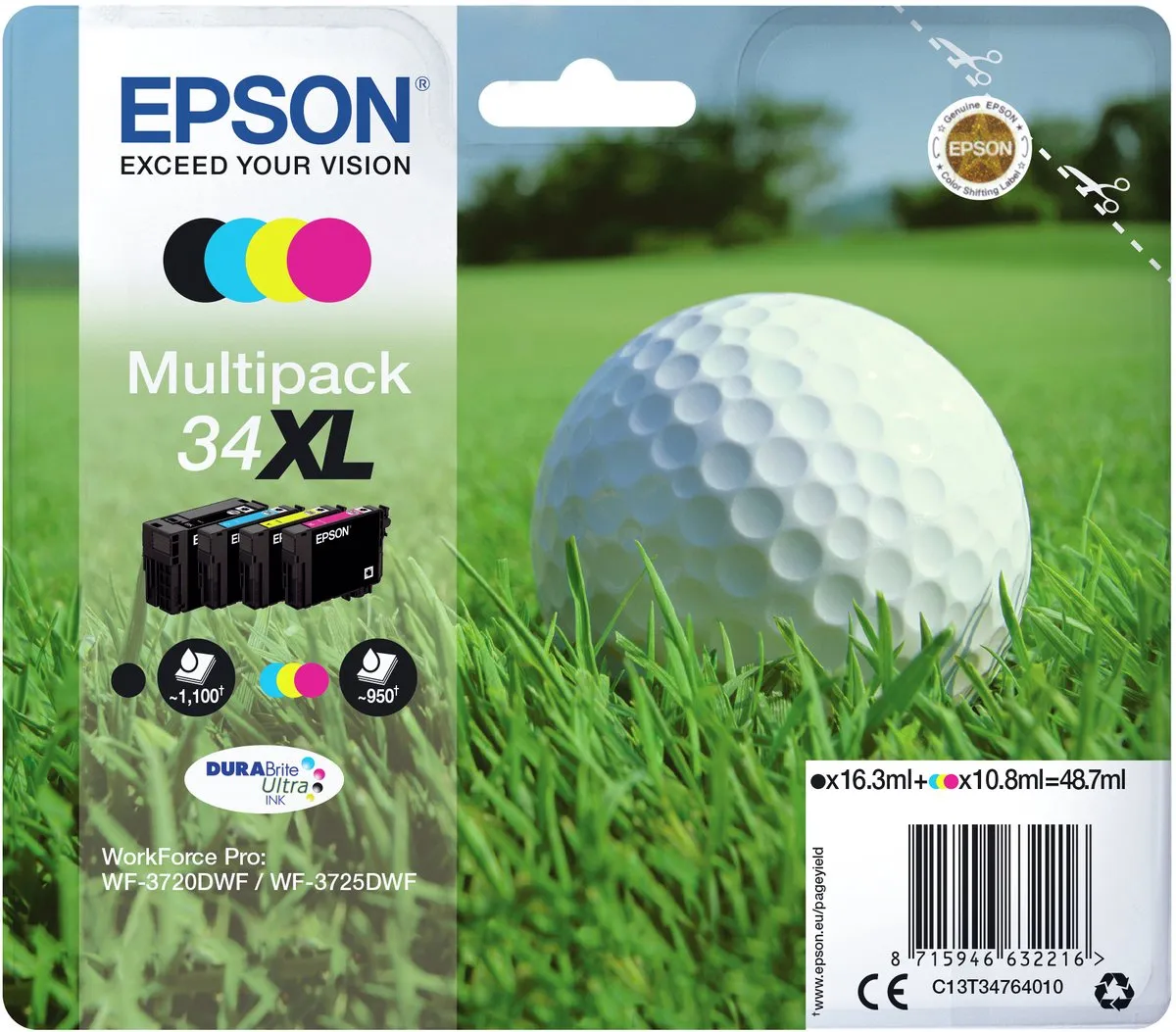 Epson DURABrite Ultra Ink C13T34764020 Golfbal Multipack - 4 Kleuren