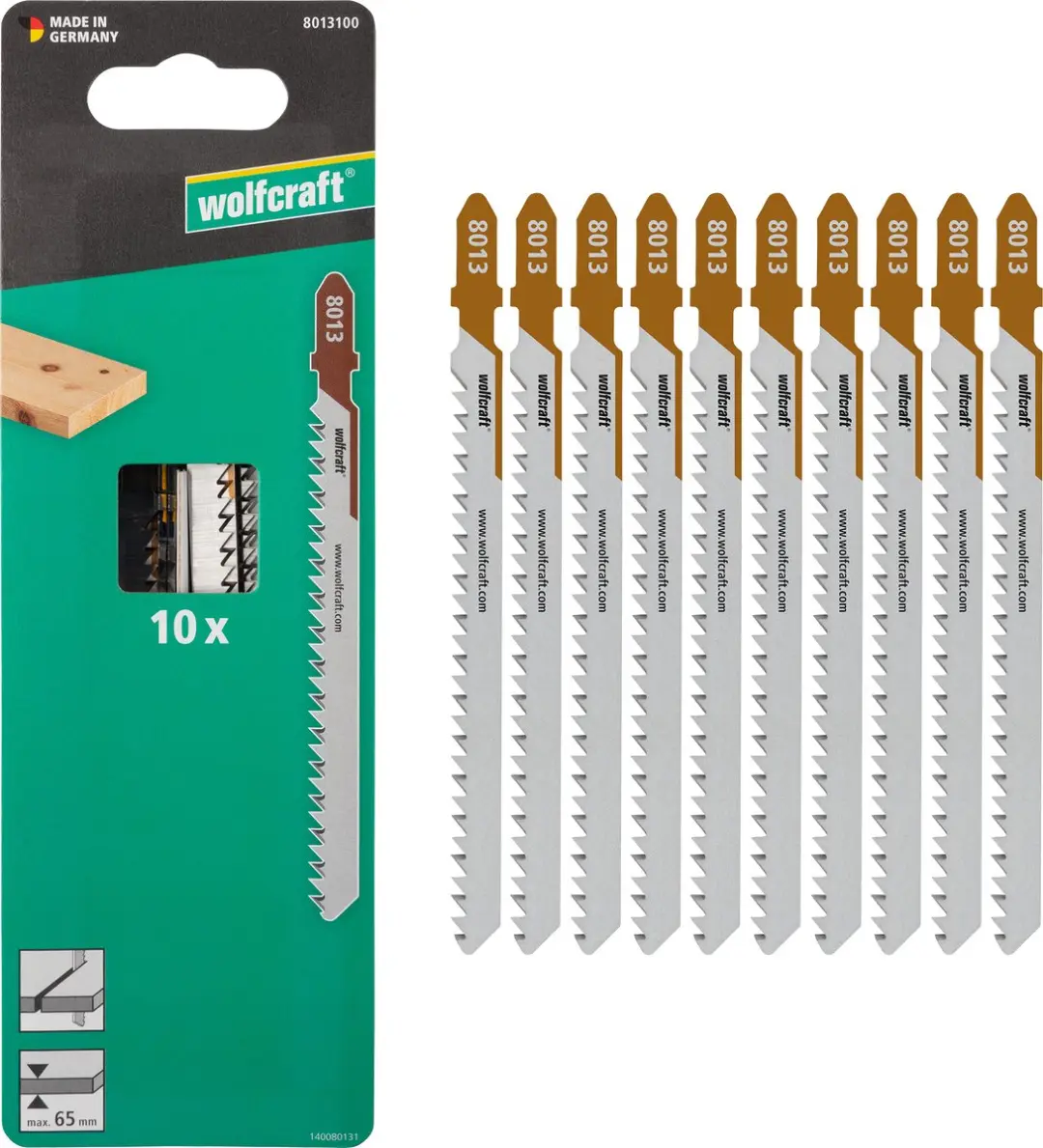 Wolfcraft Decoupeerzaagbladen HCS T-schacht 10 Stuks - 65mm