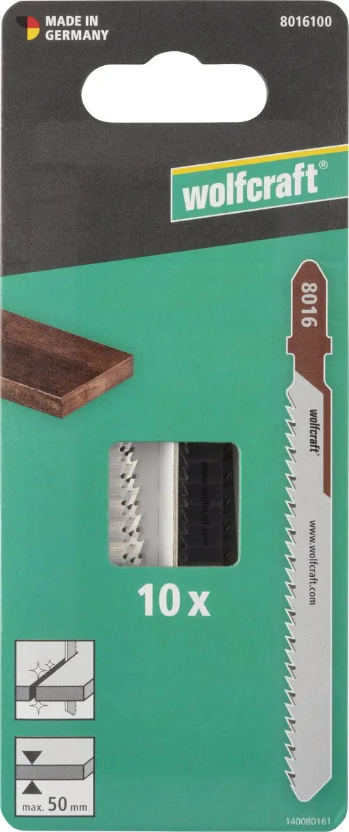Wolfcraft Decoupeerzaagbladen Hardhout 10 Stuks - BiM T-schacht 50mm