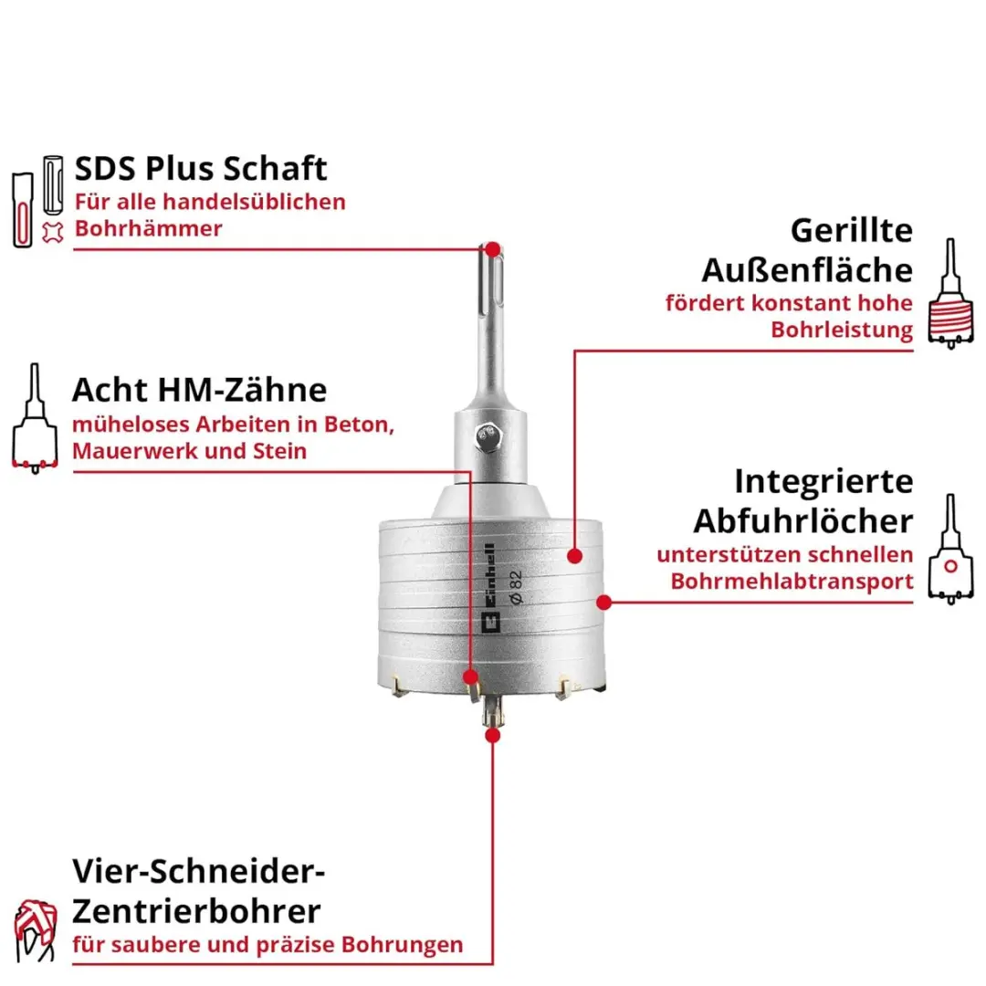 Einhell HM Kernboor SDS-Plus 82mm - M22 - afbeelding 6 van 6