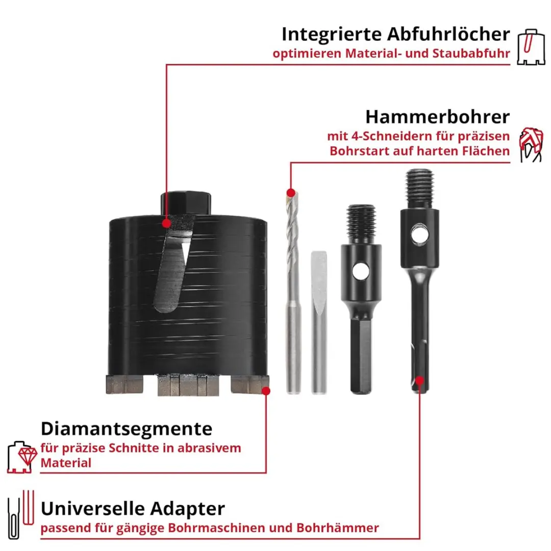 Einhell Diamantkernboor Ø68mm - met adapter en boorgleider