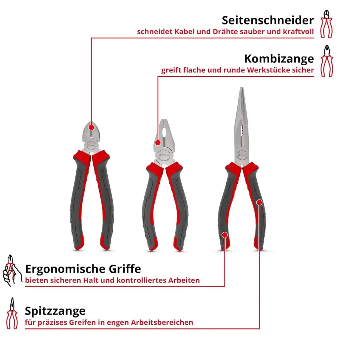 Einhell 370530 Tangenset - 3-delig - Chroom-vanadiumstaal