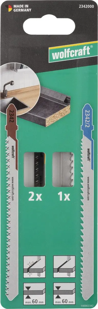 Wolfcraft Decoupeerzaagbladen 2342000 - 3 Stuks - Hout/Met/Kunststof