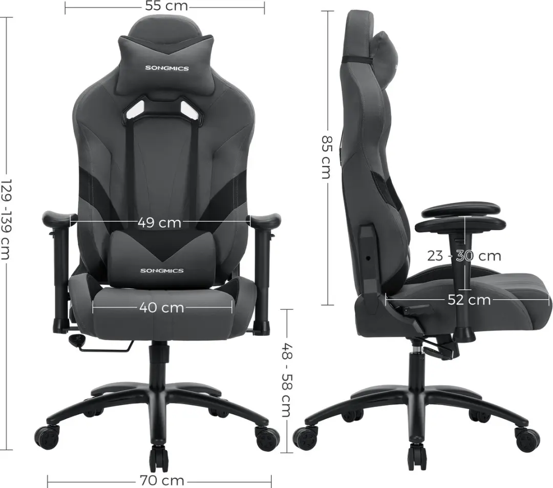Songmics RCG13GV2 Gamingstoel - Grijs-Zwart
