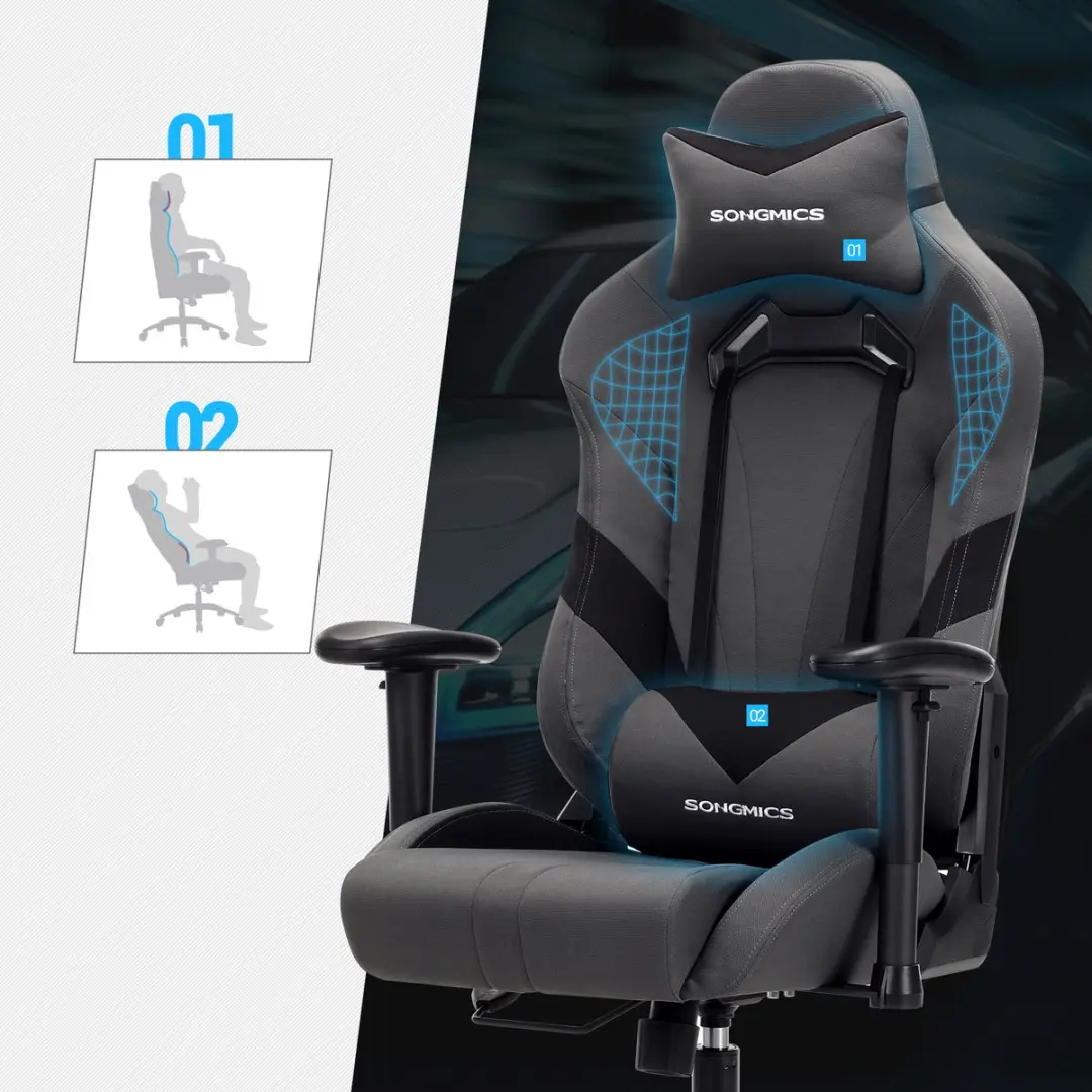Songmics RCG13GV2 Gamingstoel - Grijs-Zwart