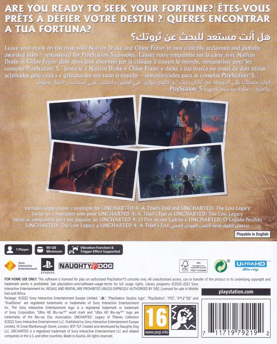 Sony Uncharted Legacy of Thieves Collection Remastered PS5