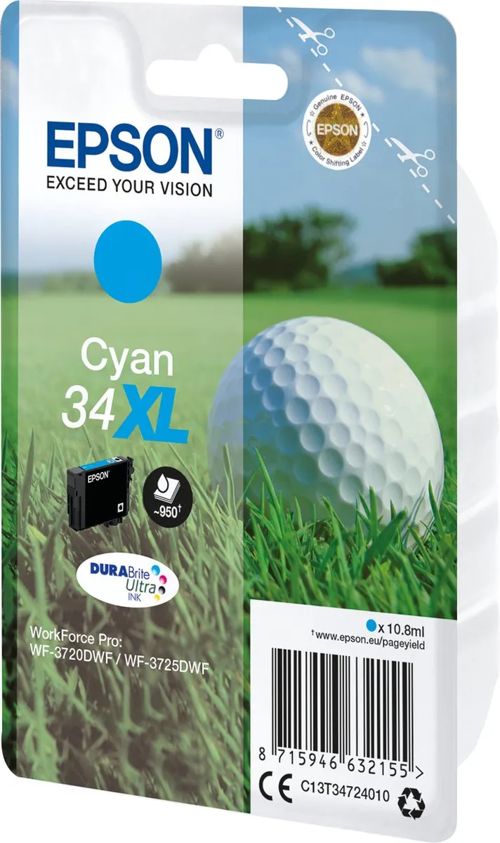 Epson DURABrite Ultra C13T34724020 Cyaan XL - 10.8ml