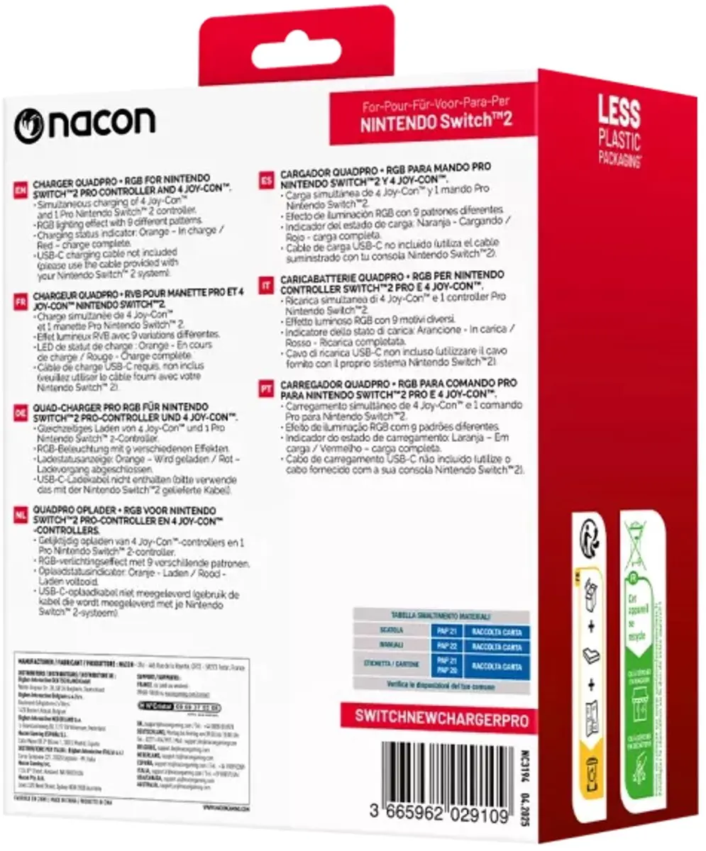 Nacon QuadPro Oplaadstation Nintendo Switch 2 - Zwart