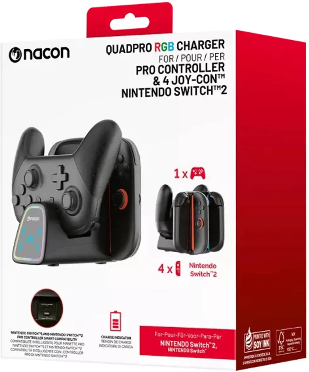 Nacon QuadPro Oplaadstation Nintendo Switch 2 - Zwart - afbeelding 6 van 6