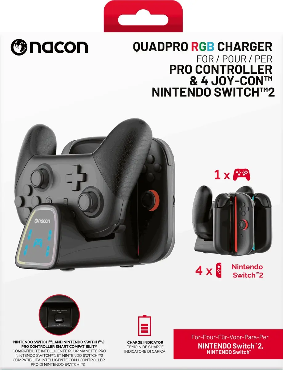 Nacon QuadPro Oplaadstation Nintendo Switch 2 - Zwart
