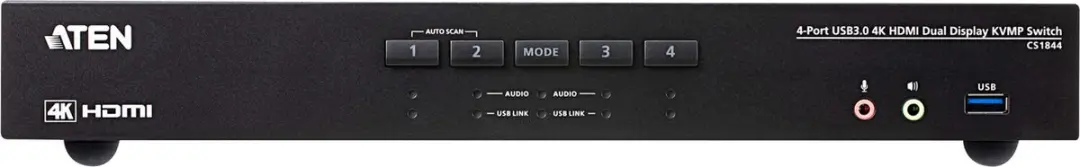 Aten CS1844-AT-G KVM Switch 4-Poorts True 4K HDMI - Audio & USB 3.0 Hub