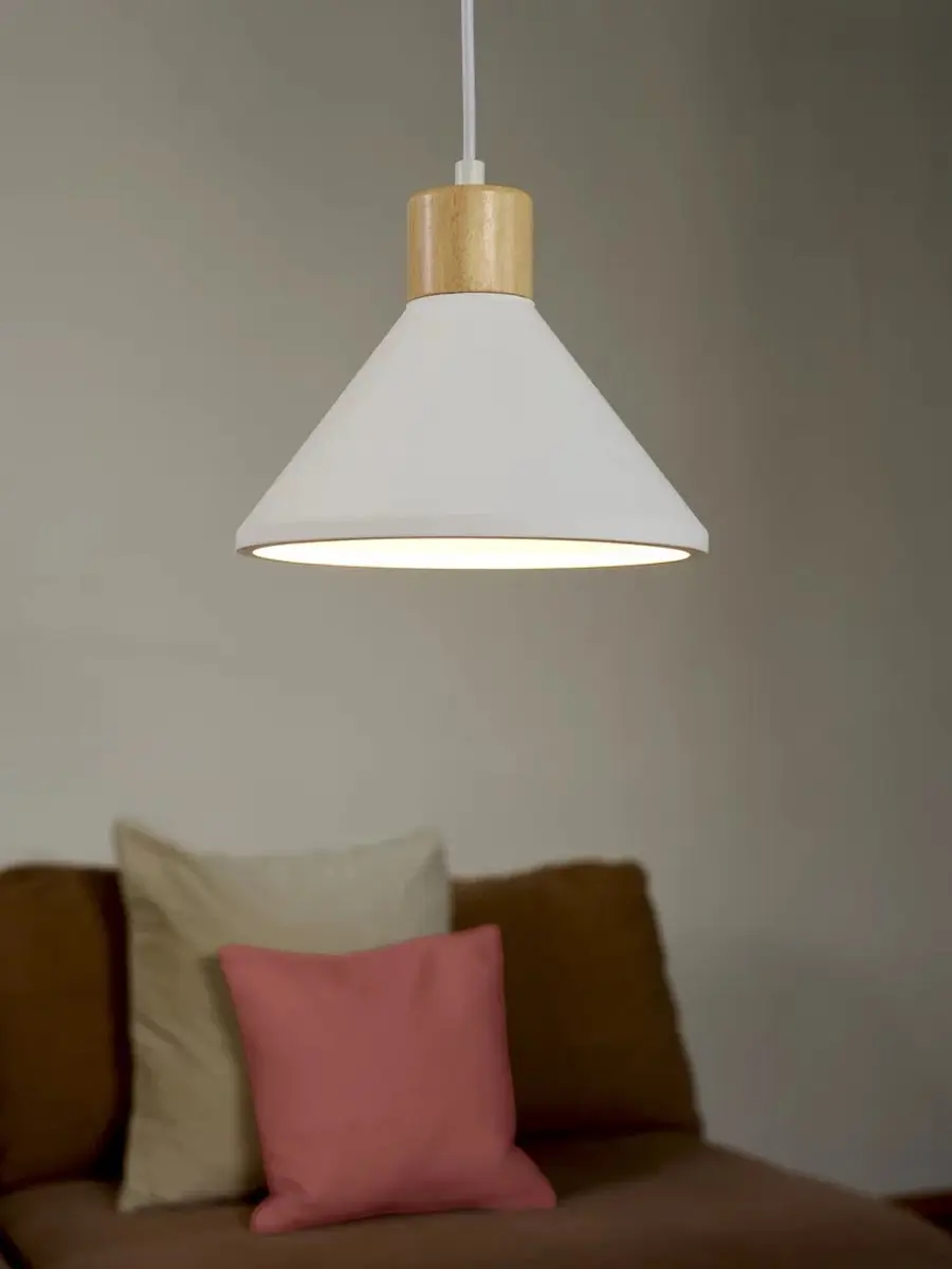 LEDVANCE Decor Plaster Wood Pendant E27 - 22cm - Wit