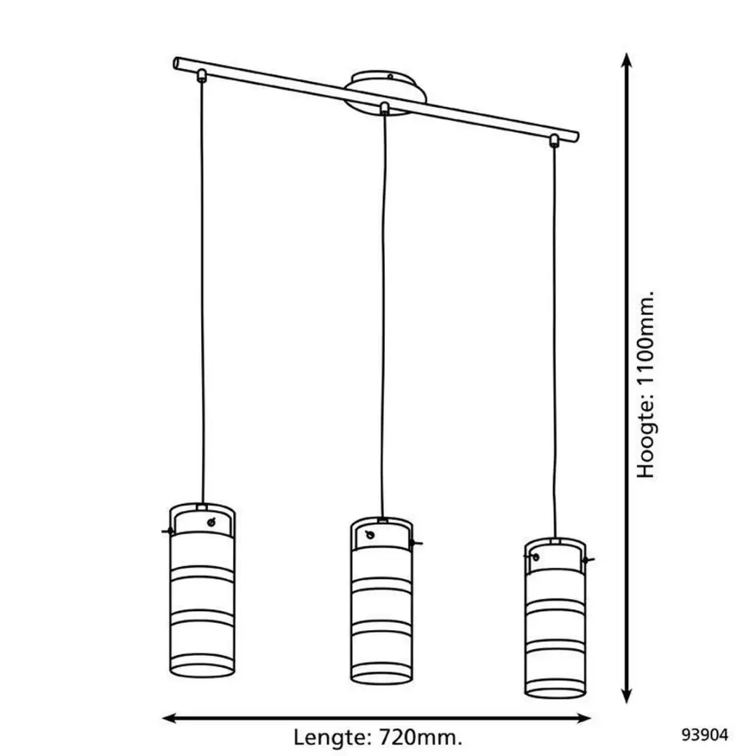 Eglo Olvero Hanglamp 3 Lichtpunten - Zwart - 21W - afbeelding 4 van 6
