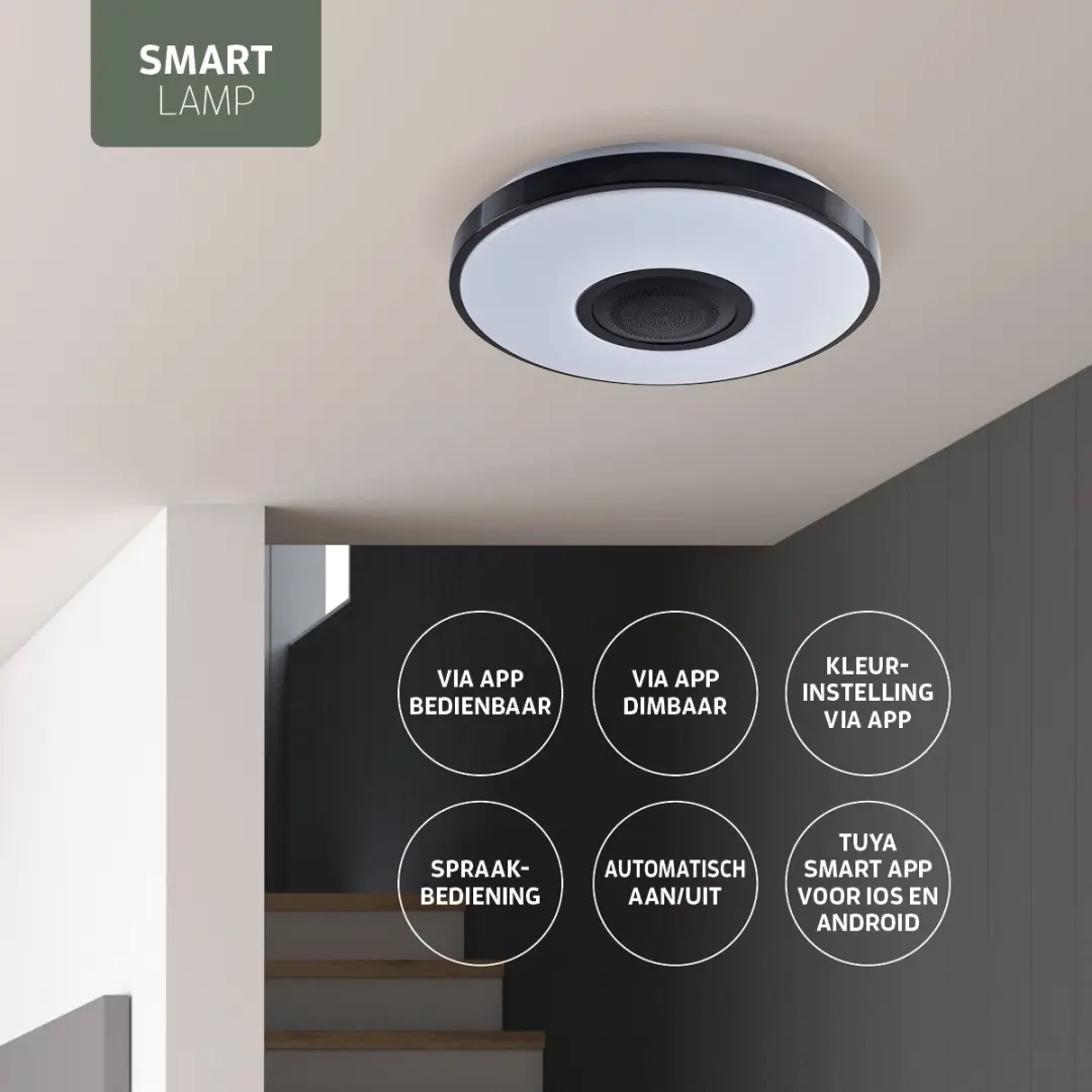 Varin LED Plafondlamp Tuya Wifi Bluetooth Speaker Ø40cm - RGBW - afbeelding 6 van 6