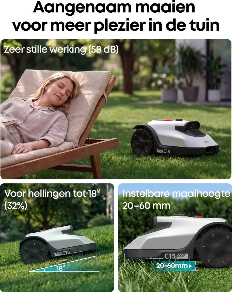 Eufy C15 Robotgrasmaaier - 20cm - 500m² - Draadloos