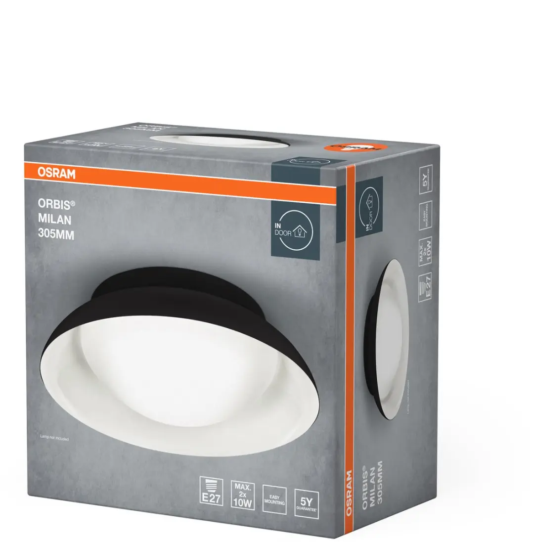Osram Orbis Madrid Plafondlamp 305mm - 2xE27 - Zwart/Wit