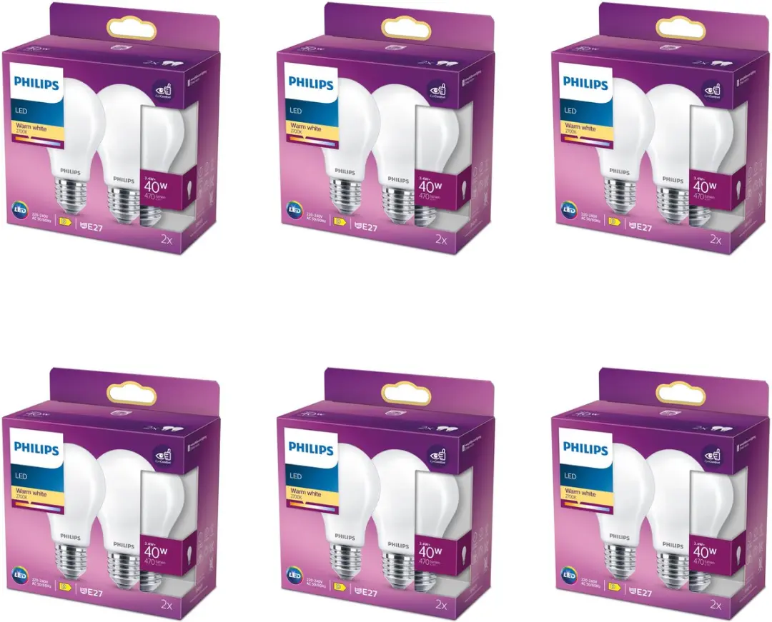 Philips LED E27 Mat Warmwit 4.5W