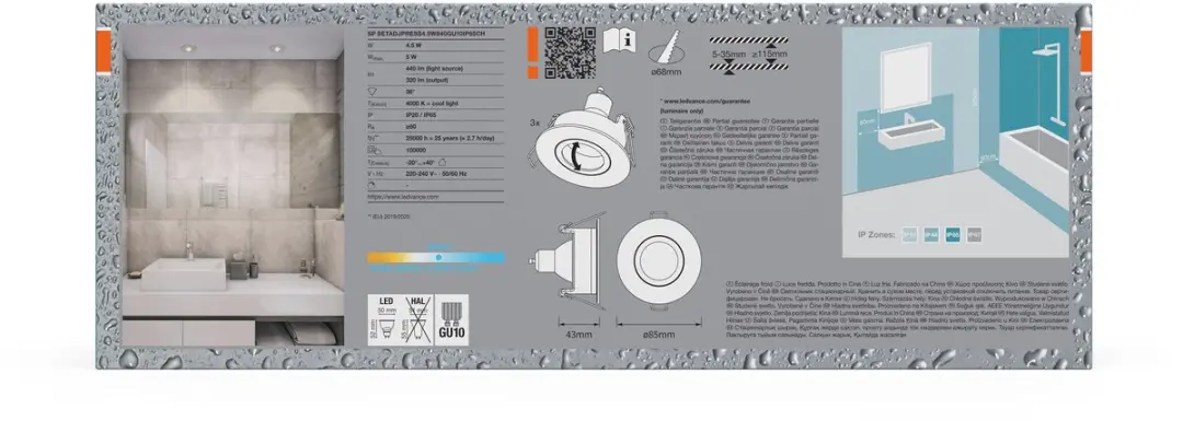 Osram Spot Set LED Inbouwspot IP65 Press 4.5W 4000K - 3 Stuks - afbeelding 6 van 6