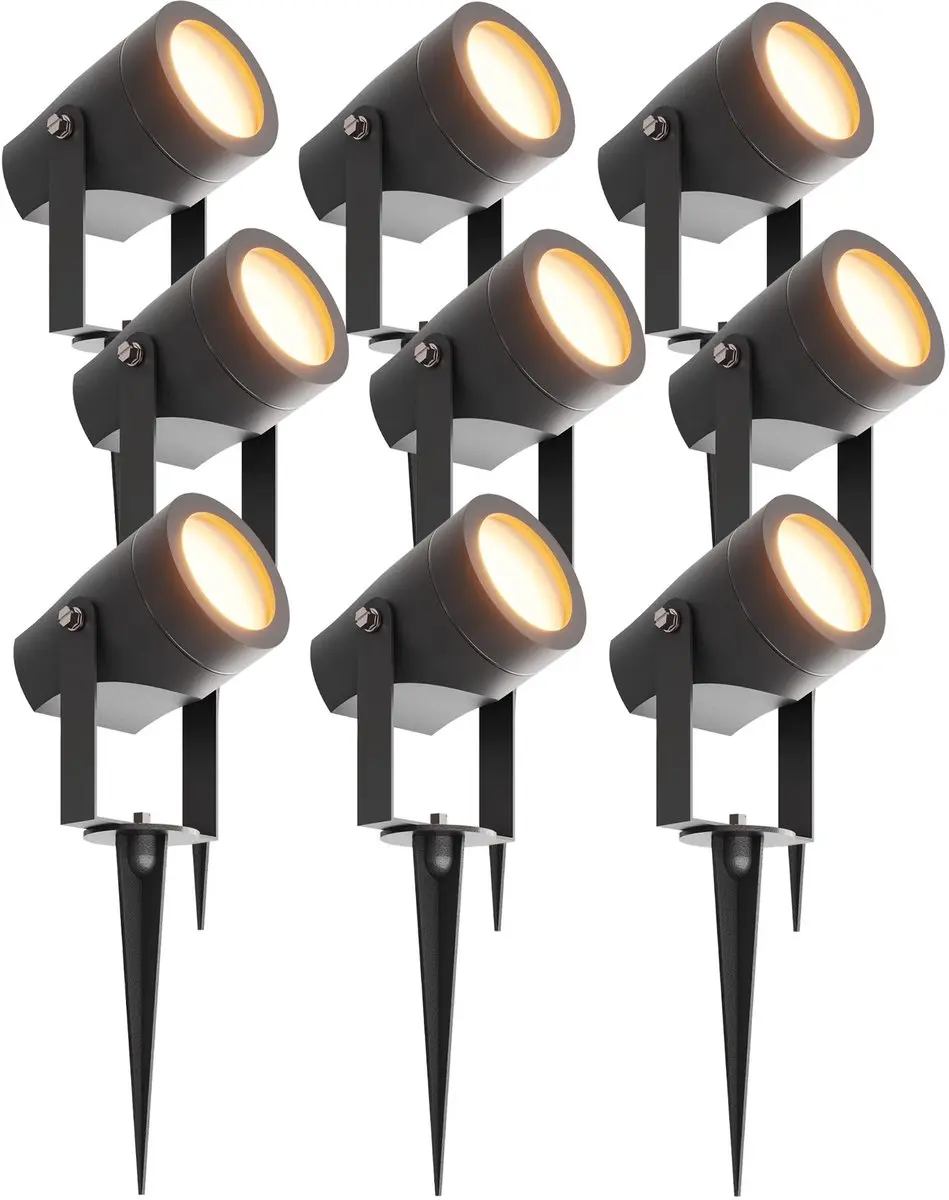 Ledvion 9x LED Tuinspots Zwart IP44 1W 3000K