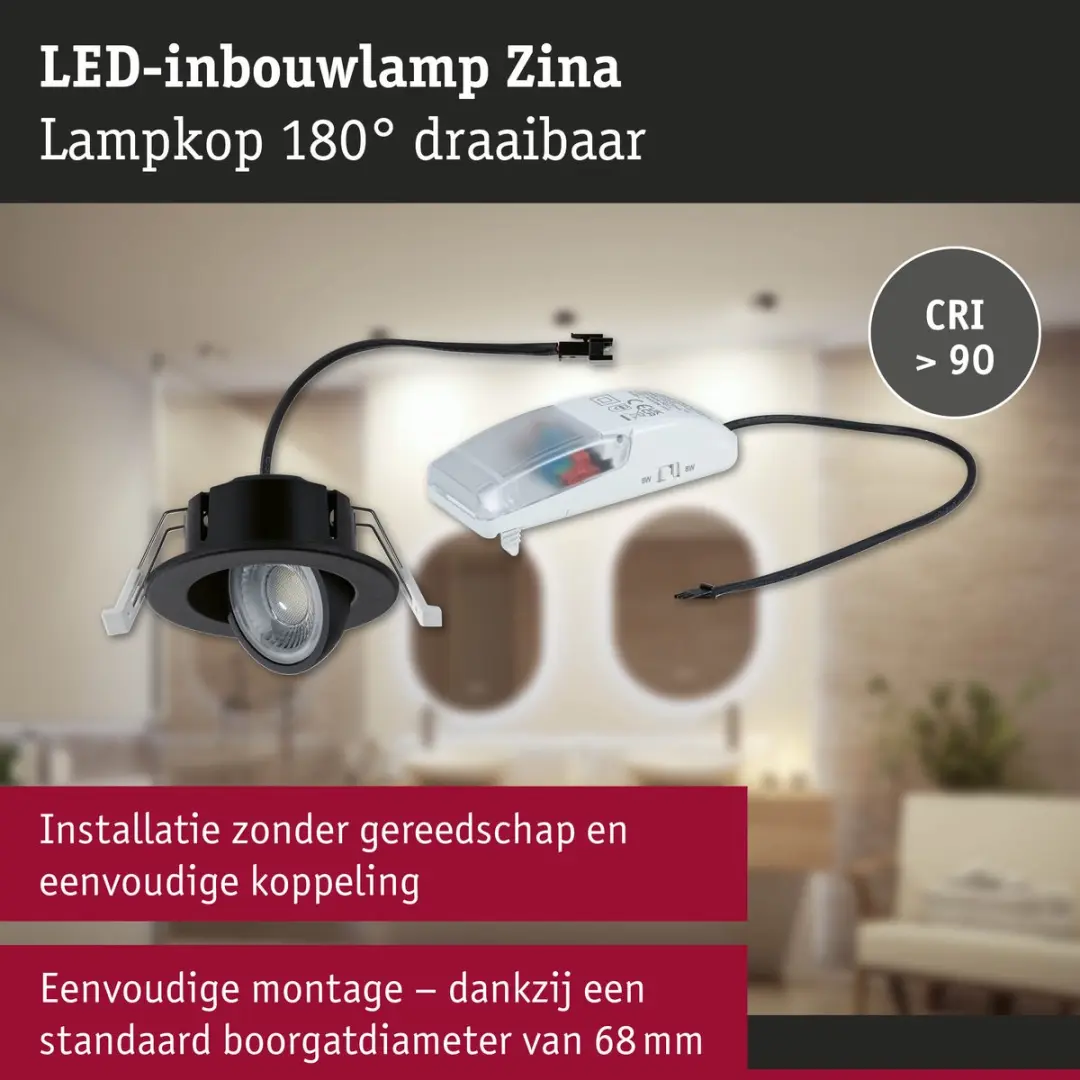 Paulmann LED-inbouwlamp Zina IP65 5W/8W - 685lm - 2700-4000K - Zwart mat - afbeelding 6 van 6