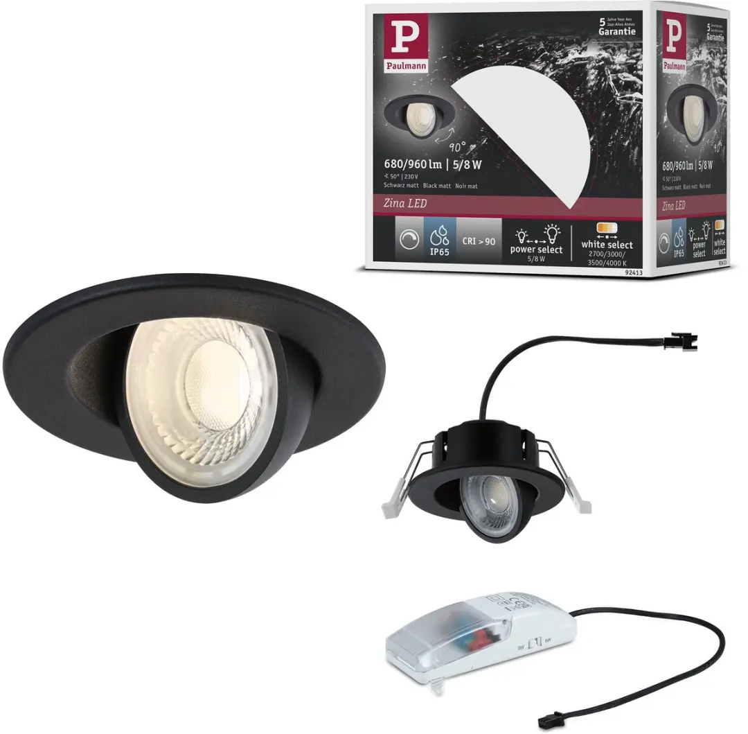 Paulmann LED-inbouwlamp Zina IP65 5W/8W