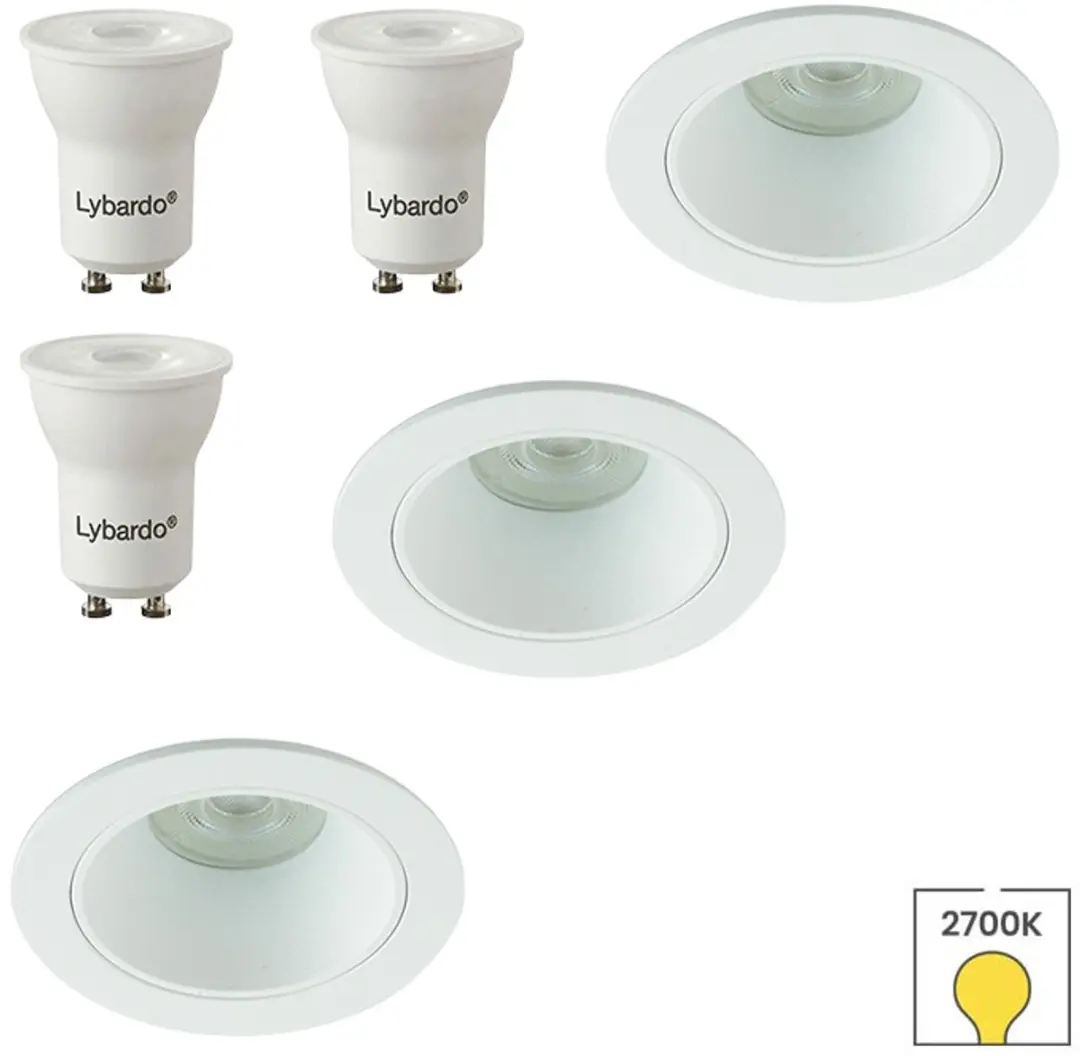 Lybardo Inbouwspots 3-pack Kantelbaar - 2.4W Warmwit - Ø8.2cm Zilver