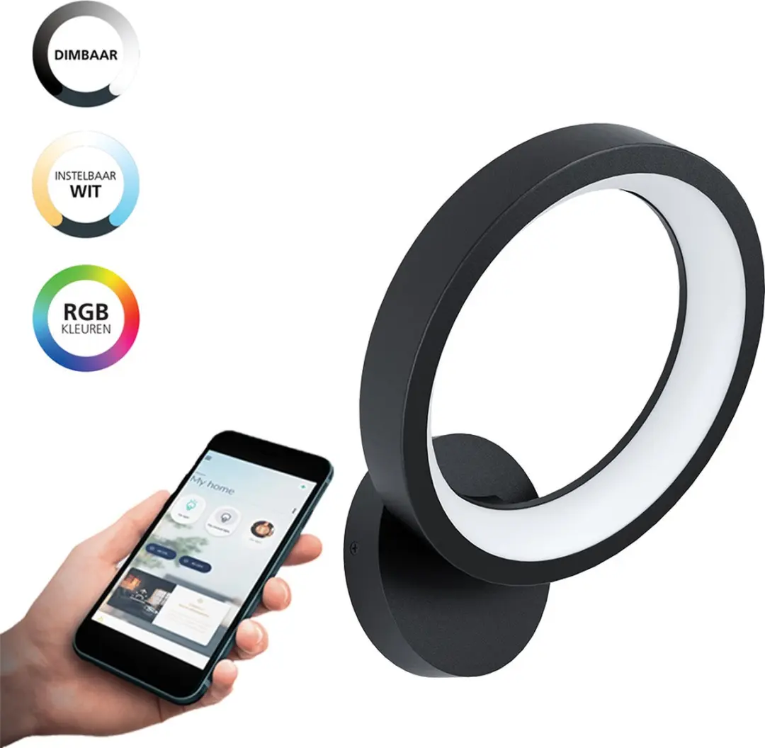 EGLO connect.z Marghera-Z Smart Wandlamp - 2765K - Zwart