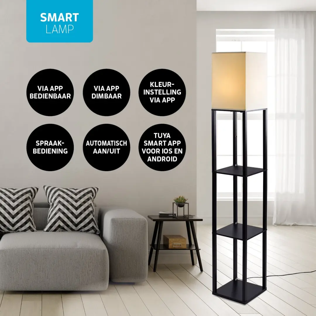 Varin Vloerlamp 10 Lichtpunten - Zwart - Smart LED 1800K