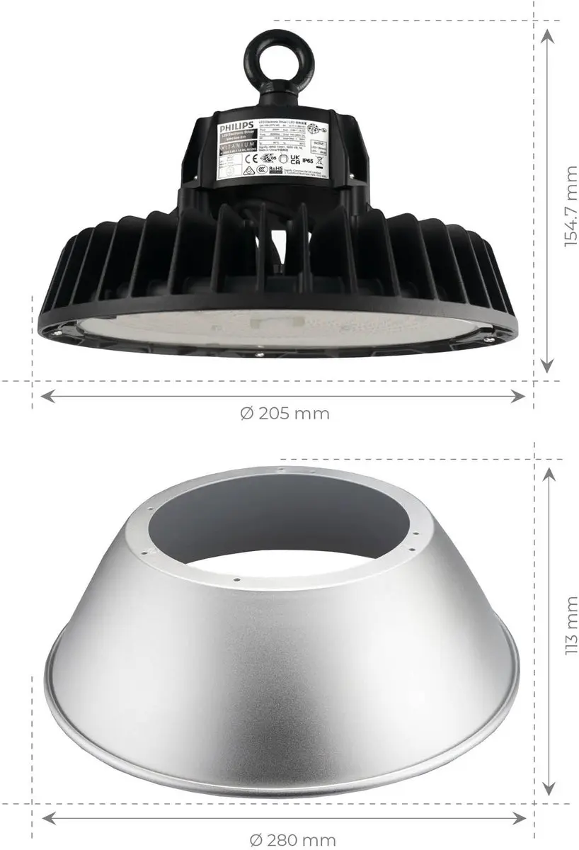 LEDVION LED High Bay Reflector 85W 175lm/W 6500K - Zwart