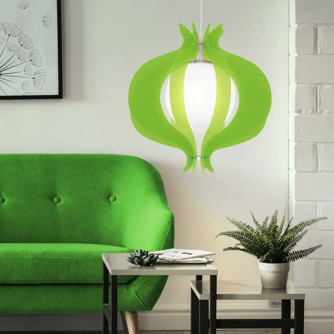 Eglo Tallego Hanglamp 1 Licht Ø420mm Nikkel-Mat Groen/Wit - afbeelding 2 van 6