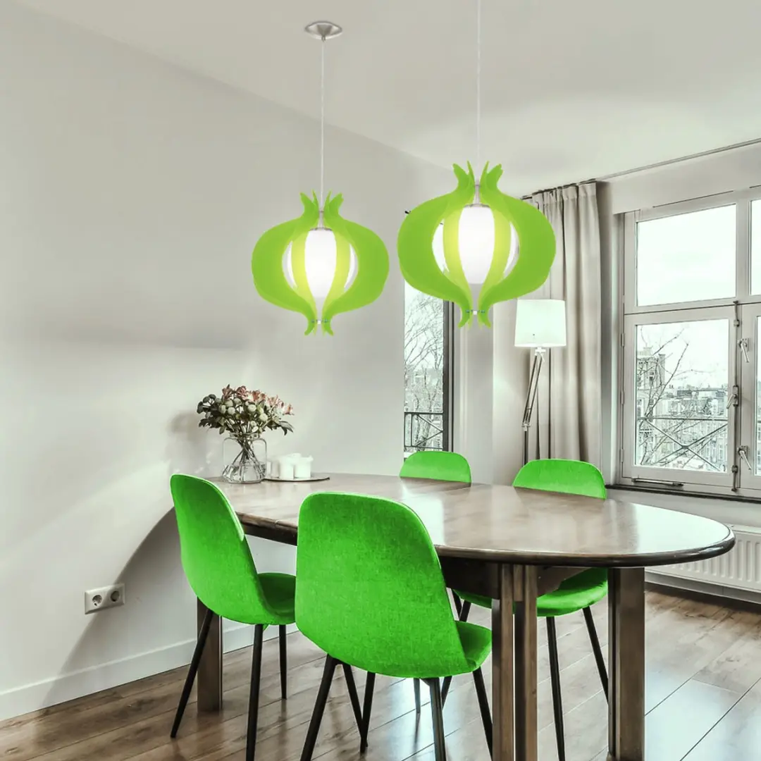 Eglo Tallego Hanglamp 1 Licht Ø420mm Nikkel-Mat Groen/Wit - afbeelding 6 van 6