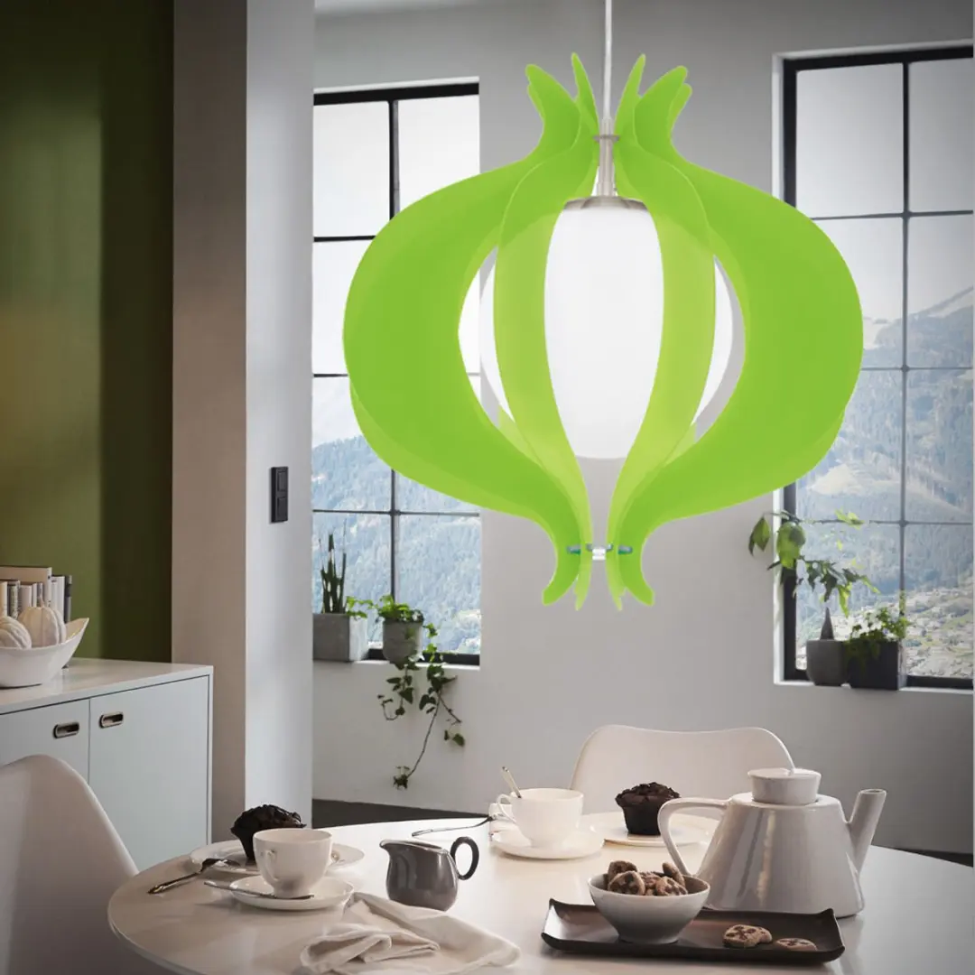 Eglo Tallego Hanglamp 1 Licht Ø420mm Nikkel-Mat Groen/Wit - afbeelding 3 van 6