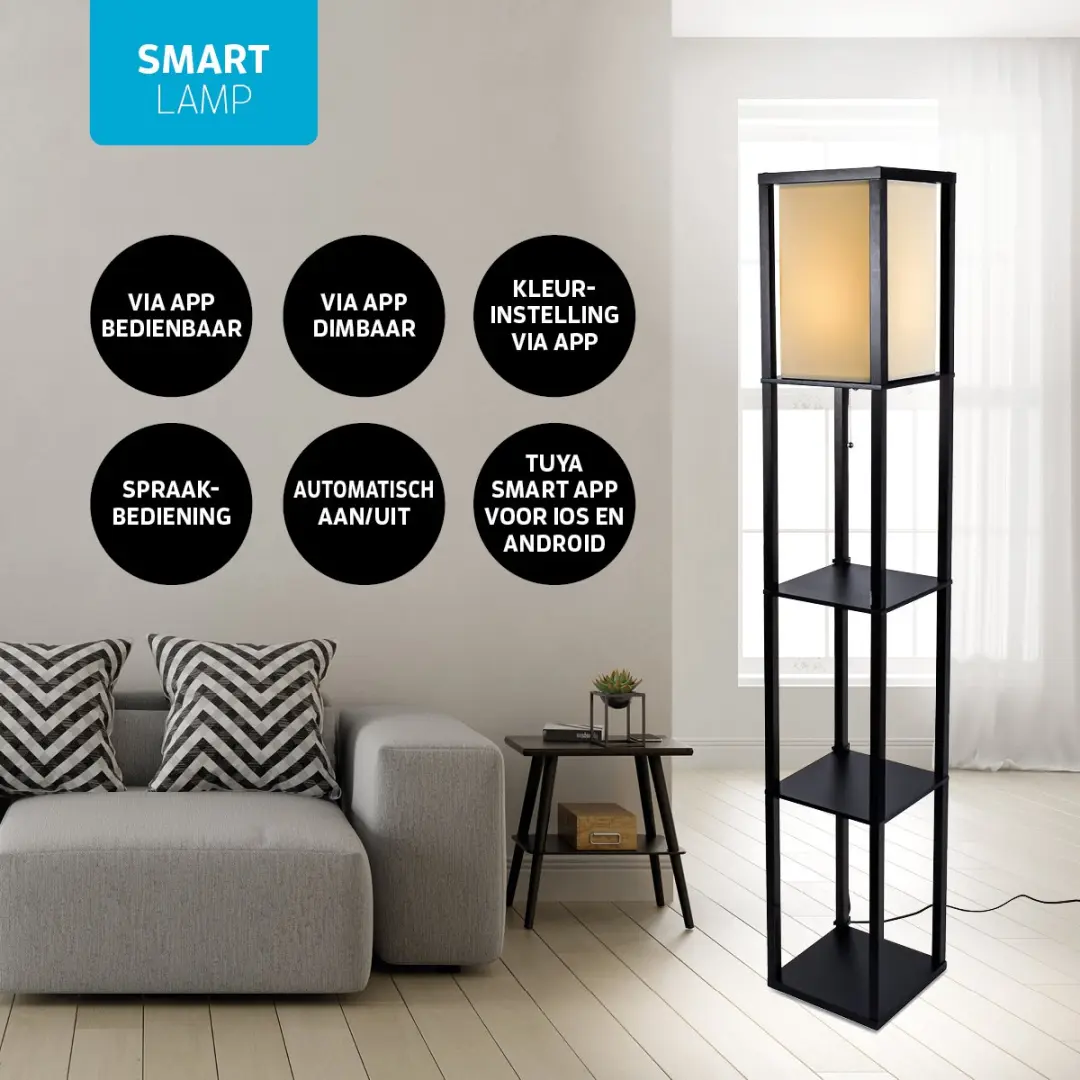 Varin Vloerlamp Zwart - 10 Lichtpunten RGBW - Smart Tuya