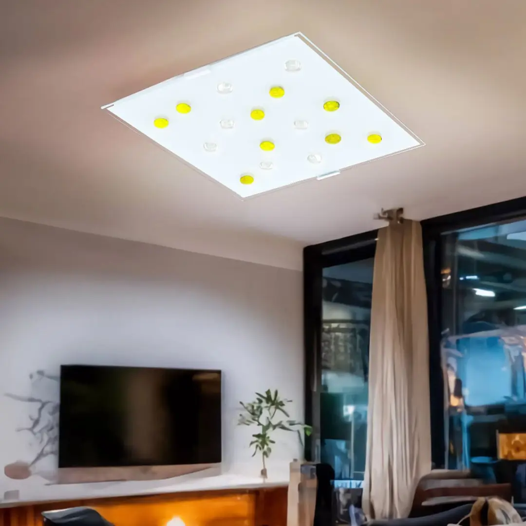 Eglo 87311O Plafondlamp - Glas Geel/Wit - Halverlichting