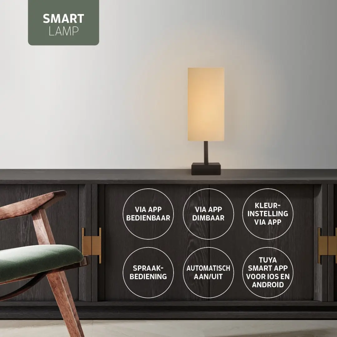 Varin Industrieel Tafellamp Wit - E27 Smart LED RGB - Tuya WiFi