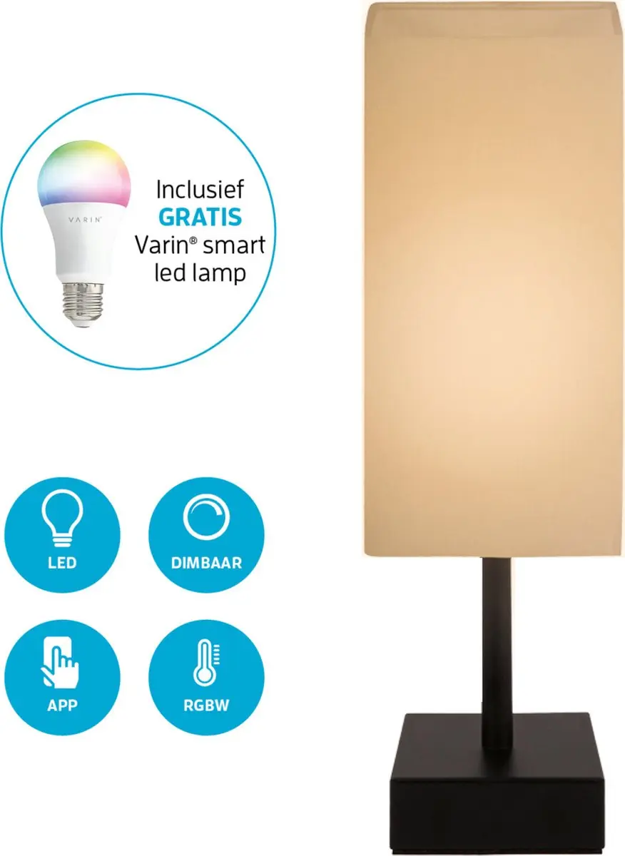 Varin Industrieel Tafellamp Wit - E27 Smart LED RGB - Tuya WiFi