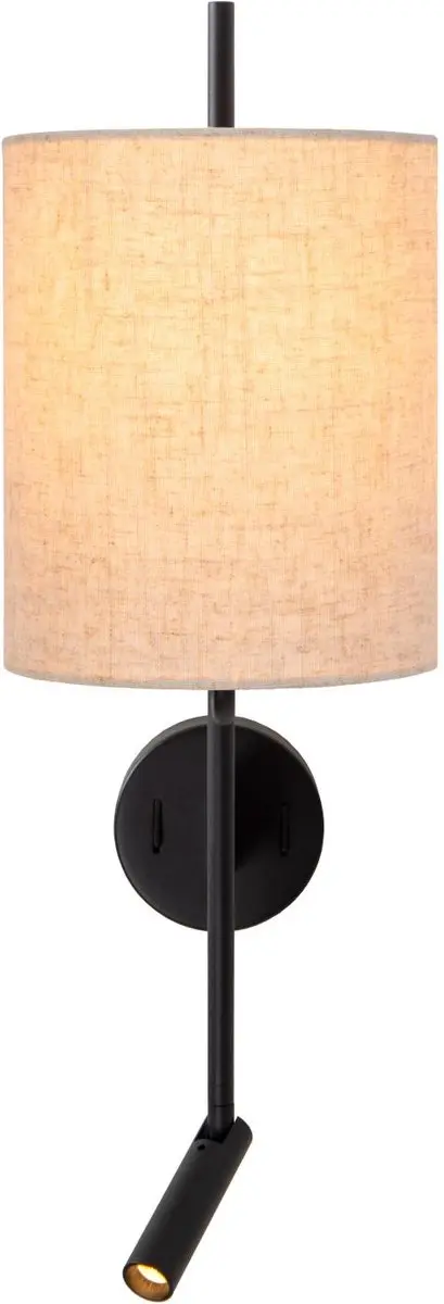 Lucide Magic Wandlamp E27 - USB Oplaadpunt - Zwart