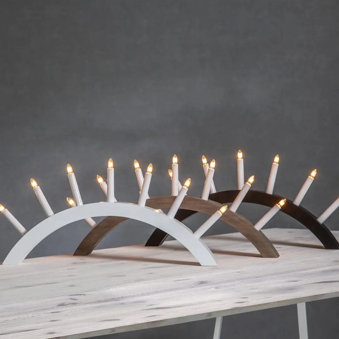 Star Trading Aura Houten Kaarsenboog 7x E10 - 58x29cm - Zwart